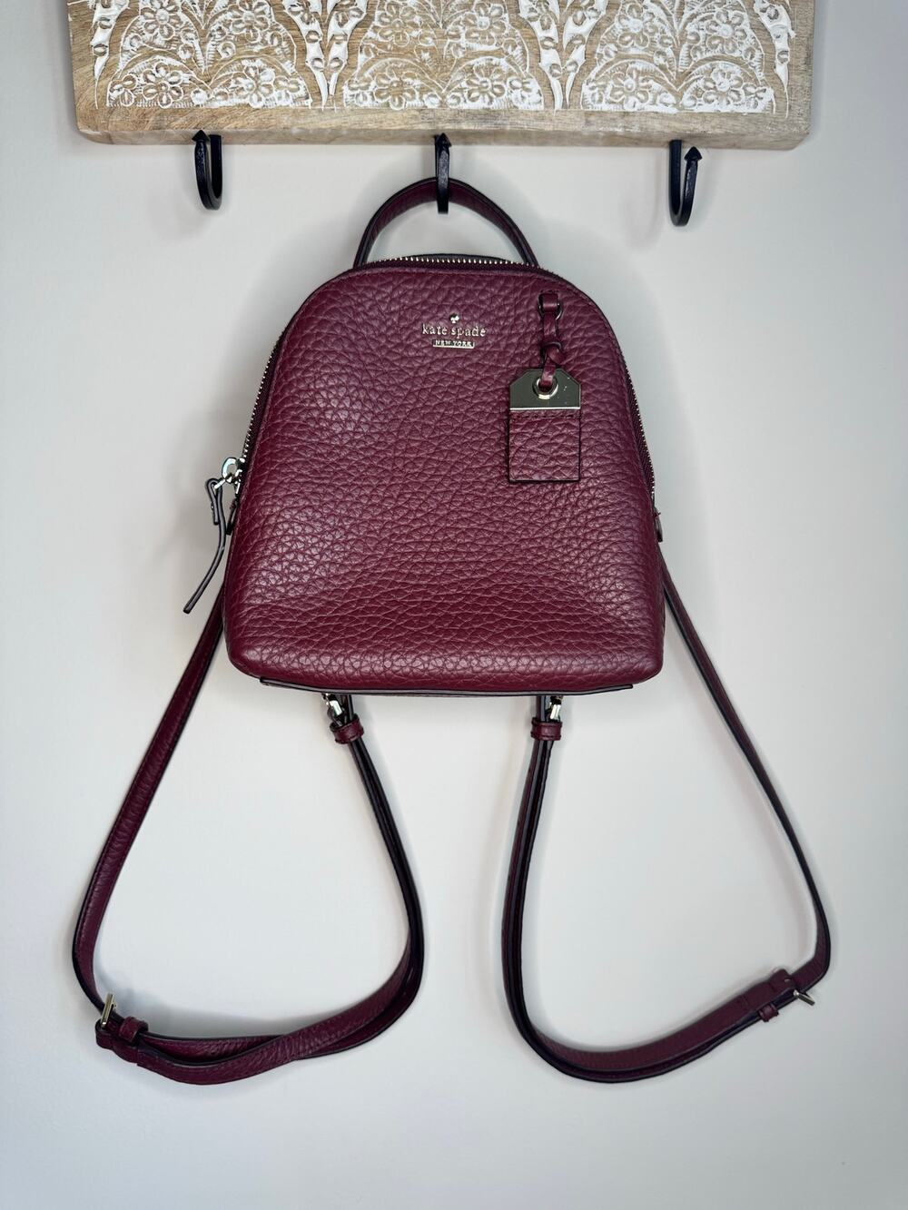 Kate Spade New York Cherrywood Pebbled Leather Mini Caden Backpack